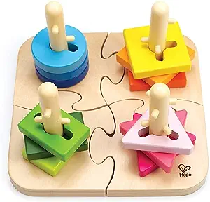 Hape Teddy and Duck Wooden Trail Puzzle